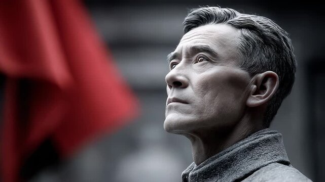 Close-up of a Man of the Times: Firm Gaze, Looking to the Future