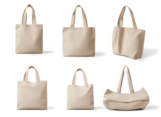 Versatile Beige Canvas Tote Bag: Multiple Views