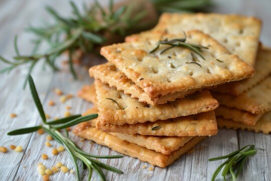 Homemade crackers with rosemary
