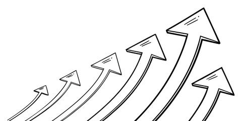 Upward Trending Arrows Graph Hand Drawn Style on White Background growth rising