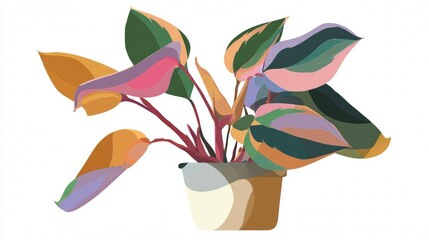 Colorful Potted Plant with Vibrant Leaves.