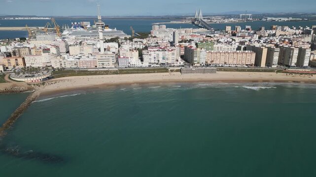 Panorama of Cadiz, a coastal town located in Andalusia region, Spian