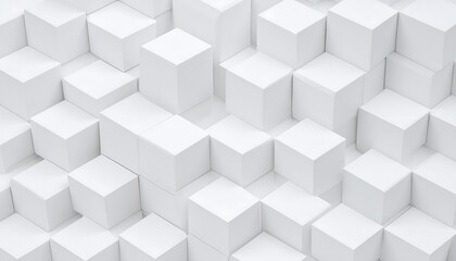 Abstract geometric pattern of many white cubes (1)