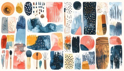 Watercolor abstract brush strokes