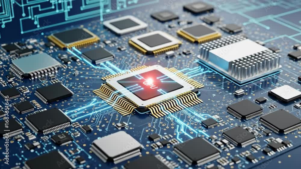 Poster quantum computer circuit board closeup - a detailed close-up of a quantum computer's circuit board r
