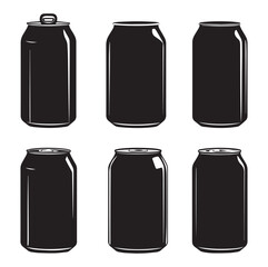 Soda Can Silhouette Vector Set – Beverage Icons. soft drink icon illustration.