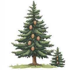 Vector illustration of a green fir or pine christmas tree with snow on a white background for winter holiday season decoration