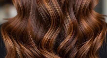 Naklejka premium Wavy Brown Hair Texture Closeup.
