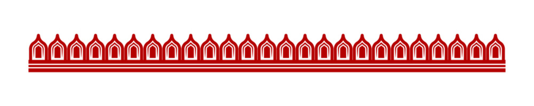 Durga Puja decorative border; a traditional red Bengali design element inspired by Chalchitra and Alpona art for creating seamless patterns and dividers