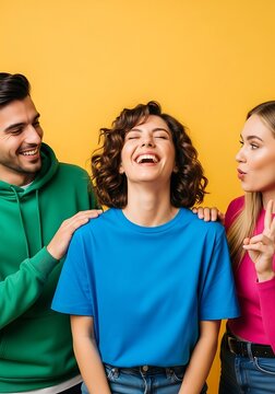 Three Friends Laughing Together.