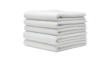Stack of white towels isolated on transparent background