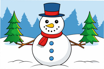 snowman and christmas tree