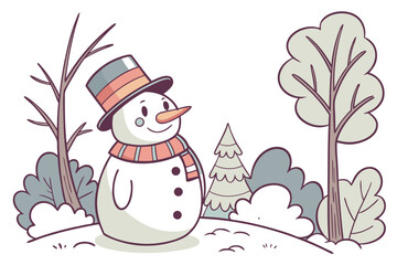 snowman with christmas tree