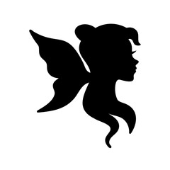 Silhouette of a magical fairy with wings and elegant hairstyle illustration