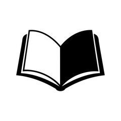 Illustration of an open book with white pages on a white background