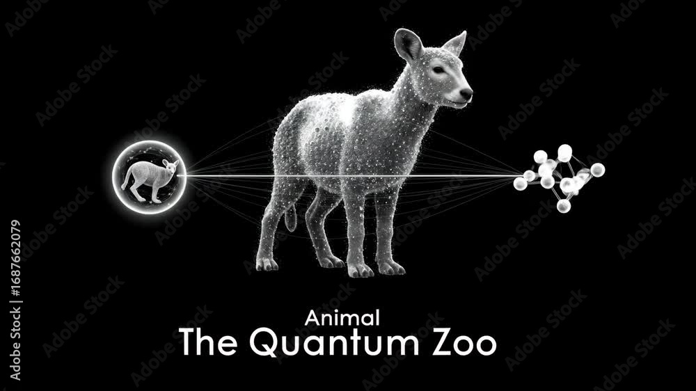 Poster quantum animal superposition - a stylized depiction of an animal in a state of quantum superposition