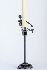 Homemade  skeleton Halloween Black Candlestick 