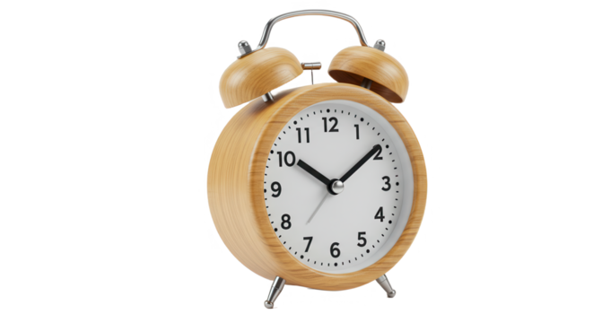 Wooden alarm clock isolated on transparent background - Powered by Adobe