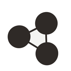 "Molecule Structure Icon – Black Vector Illustration of Three Connected Circles Forming a Triangular Bond – Representing Chemistry, Science, Innovation, and Molecular Geometry – Ideal for UI/UX, Educa