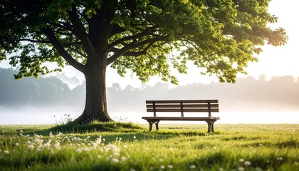Peaceful park scene at sunrise