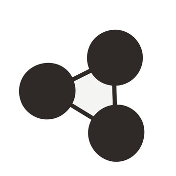 "Molecule Structure Icon &ndash; Black Vector Illustration of Three Connected Circles Forming a Triangular Bond &ndash; Representing Chemistry, Science, Innovation, and Molecular Geometry &ndash; Ideal for UI/UX, Educa