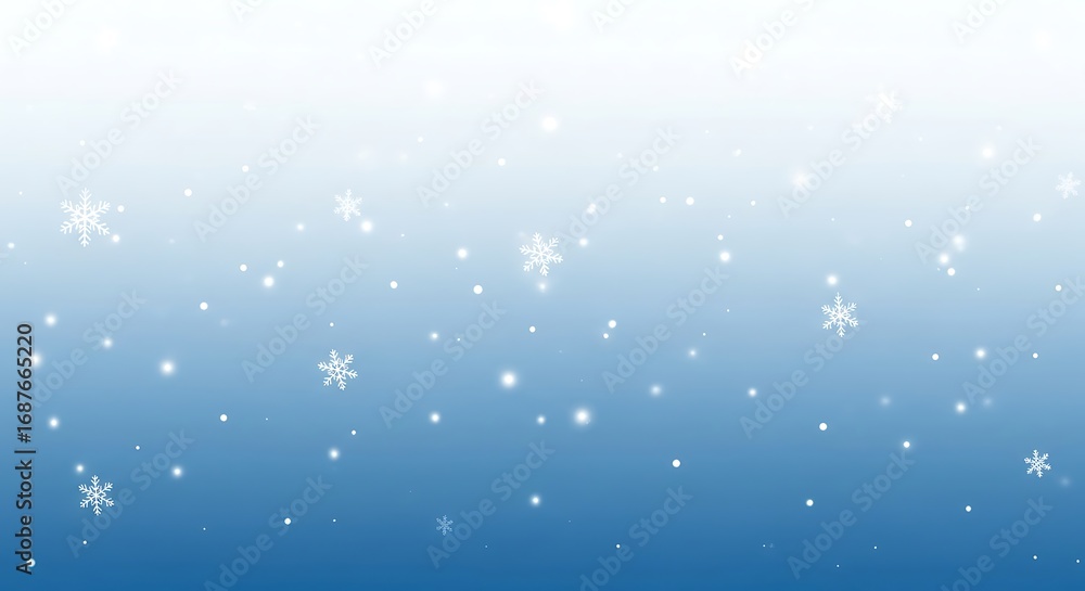 Poster a serene winter scene unfolds with delicate snowflakes gently falling against a gradient backdrop of
