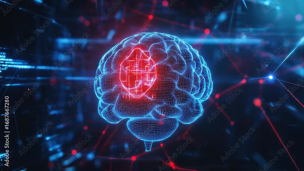 Aufkleber artificial intelligence processing data in digital brain visualization