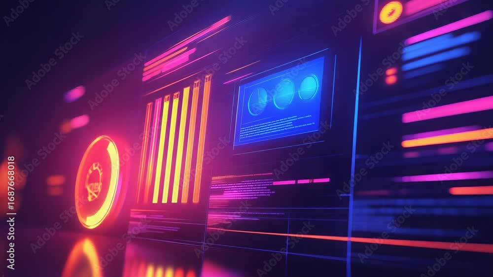 Poster futuristic user interface displaying cryptocurrency information and analytics