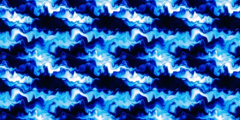 Moody ombre blur tie dye effect seamless border pattern. Wavy liquid paint flow banner edging background in bold hippy style. Striped wash tape textur for continuous design.