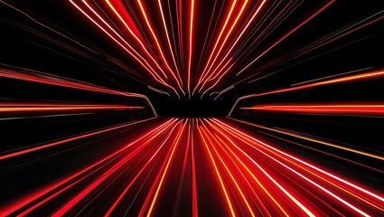 A dynamic futuristic background with fiery red and orange neon trails converging on black, radiating energy, speed, and cinematic power.
