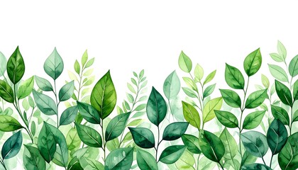 Obraz premium Watercolor botanical border of leaves