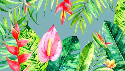Vibrant tropical plant pattern