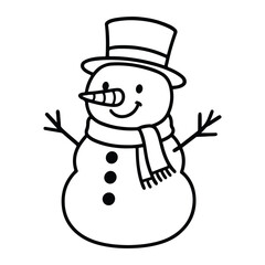 Cute Snowman with Hat and Scarf for Winter and Christmas Designs