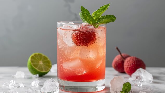 Rosy Refresher. A vibrant, icy drink with berry and mint, perfect for a warm day.