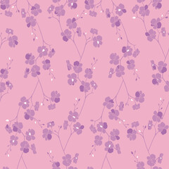 Cherry Blossoms SaKura flower branch Spring Petals seamless repeat pattern Background