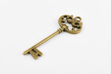 old vintage key isolated on a white