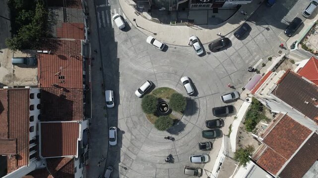 Aerial perspective of town center of Ulcinj, Montenegro. Top view.