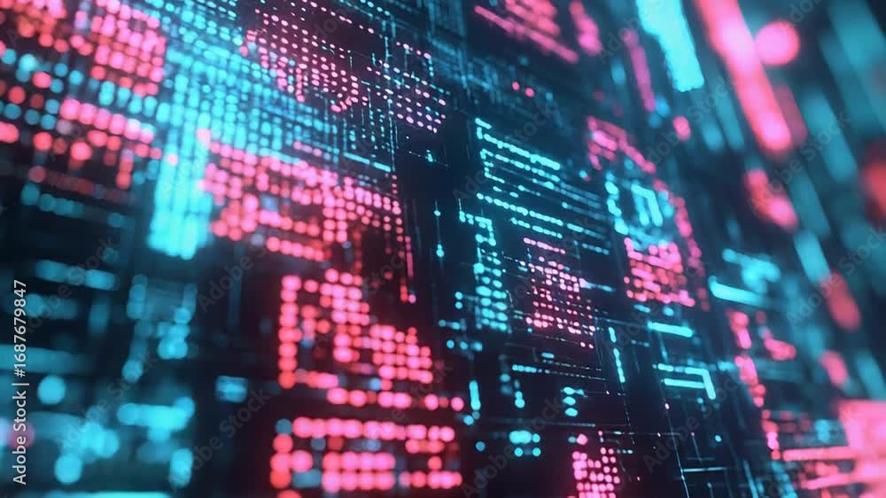 Poster big data stream flowing through cyberspace visualization