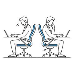 Burnout Vector Illustration Stressed Office Worker Sitting with Laptop Exhaustion and Workplace Fatigue Concept