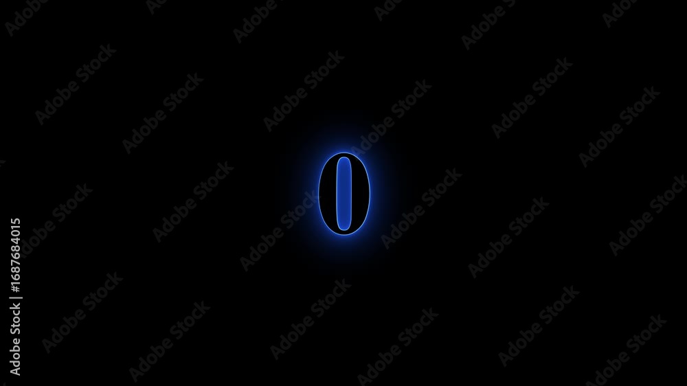 Fototapete neon countdown number animation on black background. 5 to 0 second modern digital countdown timer ne