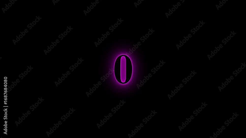 Aufkleber neon countdown number animation on black background. 5 to 0 second modern digital countdown timer ne