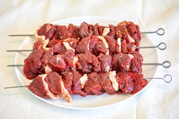 Typical Brazilian barbecue skewer made with filet mignon, a traditional happy hour snack. Espetinho, churrasquinho