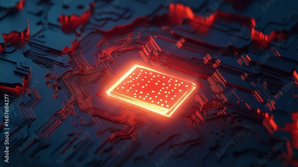 Aufkleber quantum computing processing unit performing complex calculations on motherboard
