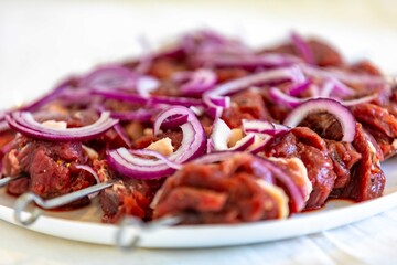 Typical Brazilian barbecue skewer made with filet mignon, a traditional happy hour snack....