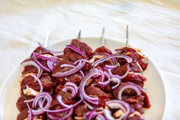 Typical Brazilian barbecue skewer made with filet mignon, a traditional happy hour snack....