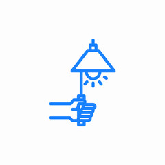 hand holding lamp icon sign vector