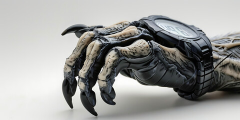 Obraz premium Fierce creature's clawed hand wearing a modern digital wristwatch