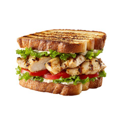 Delicious Grilled Chicken Sandwich with Lettuce and Tomato on Toasted Bread