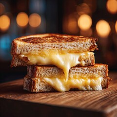 Slices of cheese melted between two slices of buttered bread. A simple and comforting sandwich