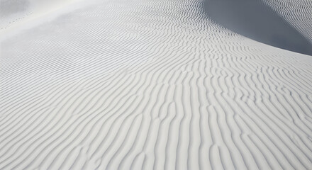 Serene White Sand Dunes with Gentle Ripples and Soft Shadows Creating a Calm Desert Landscape for Travel Nature and Landscape Photography